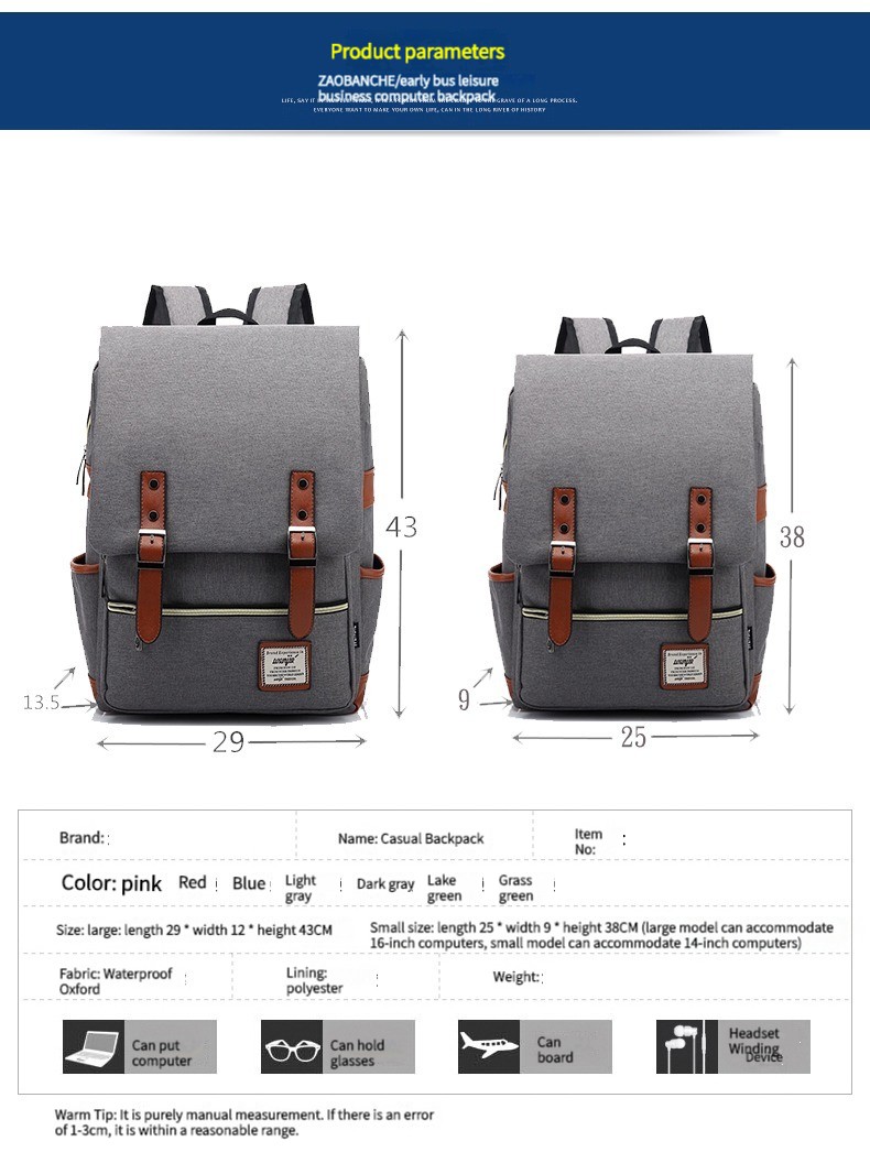COD Japanese backpack laptop backpack large cover type travel bag nylon ...