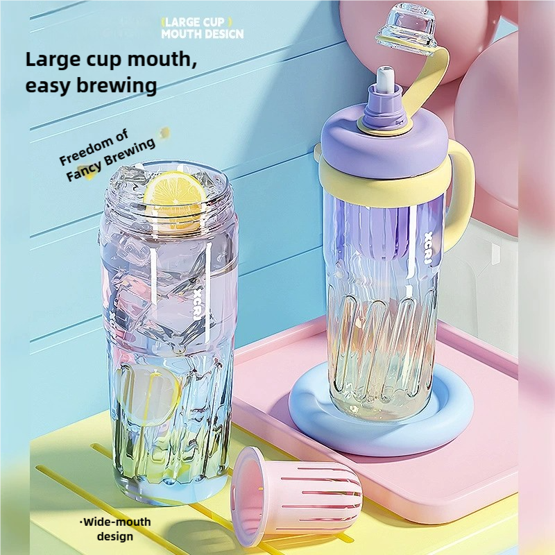 ECOTECH straw ice water bottle large capacity high value gradient color ...