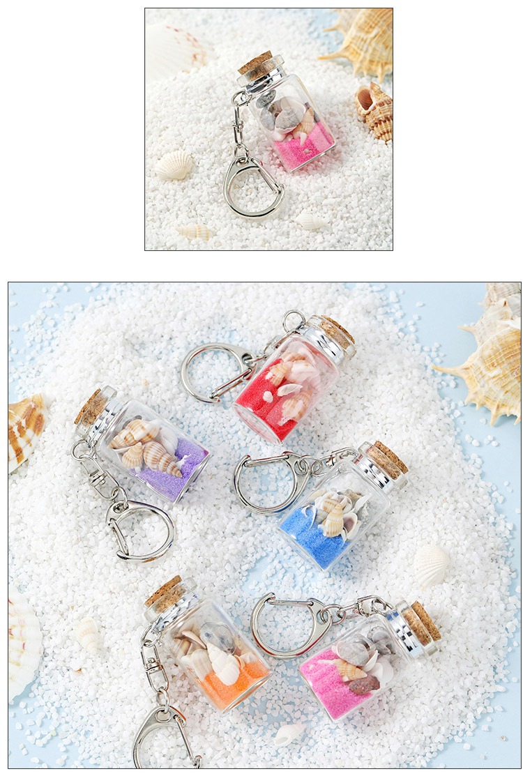 1 Bottle Drift Bottle Keychain – Wishing Bottle with Sea Sand, Shells ...