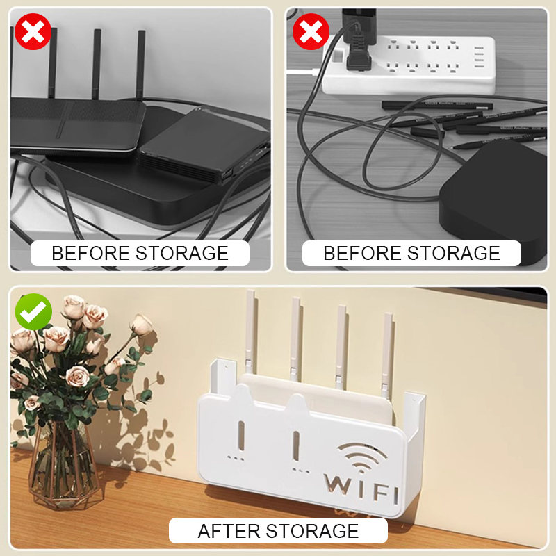 Wifi Shelf Storage Perforation-Free Router Shelf Set-Top Sox Wall ...