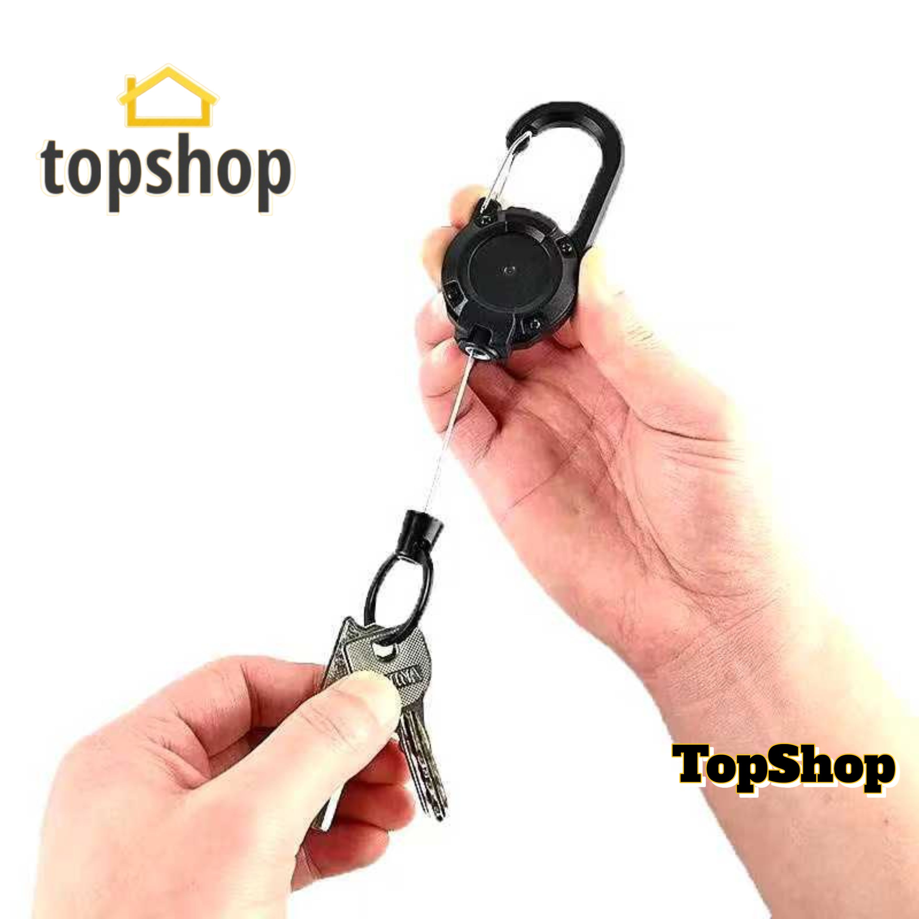 TOPSHOP 1pc Retractable Carabiner Wire Rope Buckle Keychain Anti-Lost ...