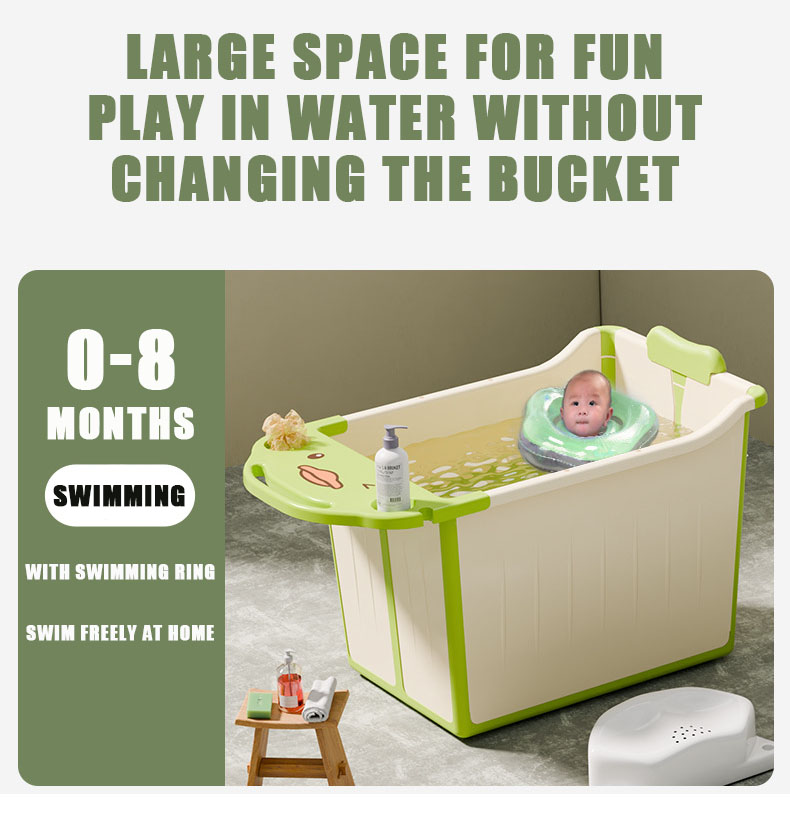 Baby Bath Tub Set Foldable Bathtub With Drainage Hole Stool Shower Bath ...