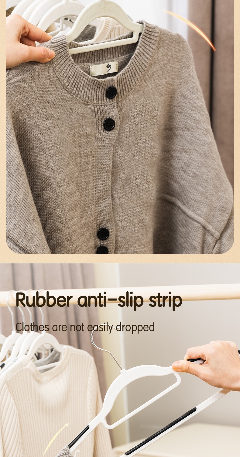 Deli Vusign 5/10PCS Cloth Hangers Coat Hanger Flocking Rack Non-slip ...