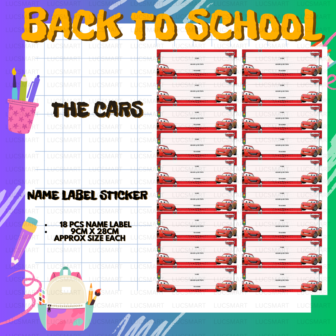 LUCSMART Fast shipping - NEW DESIGN THE CARS THEMED Subject and Name ...