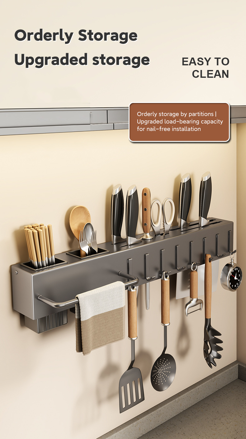 Multifunctional Knife Holder Wall Mounted Kitchen Storage Rack ...
