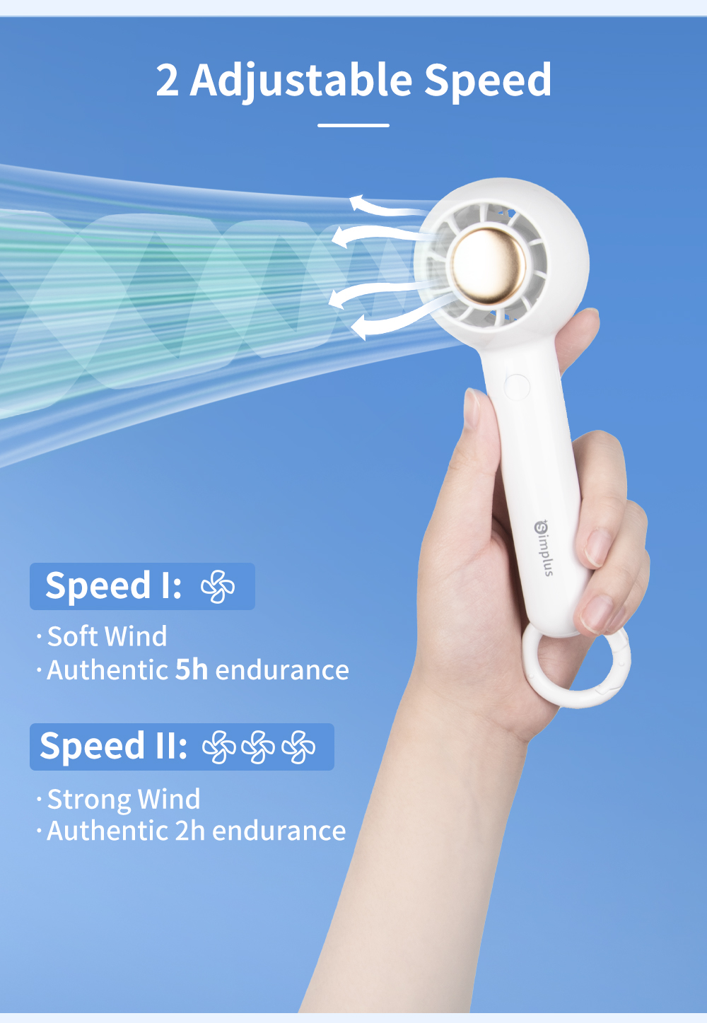 SimplusPink Small Fan Handheld USB Electric Fan Portable 2 Speed Levels ...