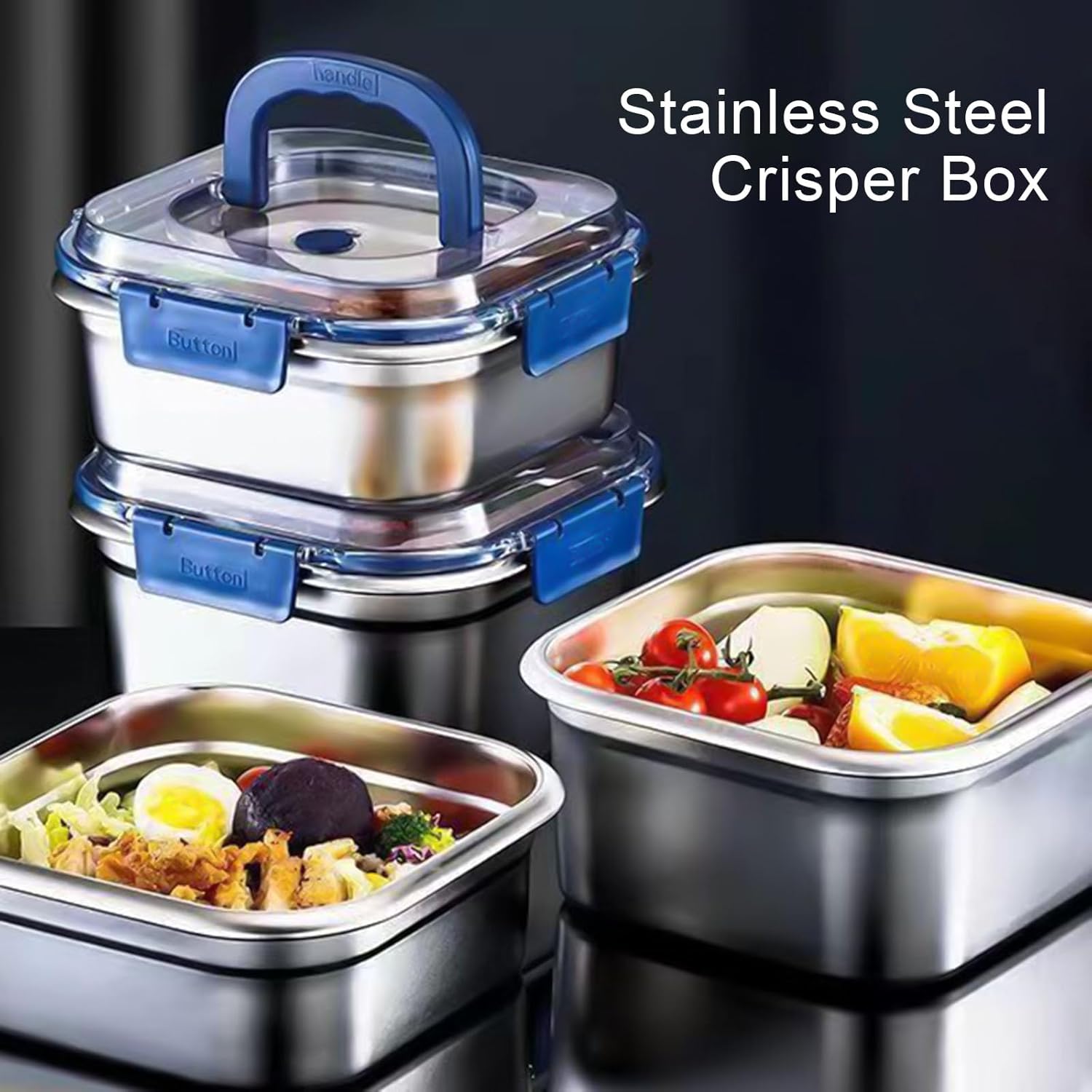 316 Stainless Steel Food Storage Box with Lid Kitchen Fresh-keeping Box ...