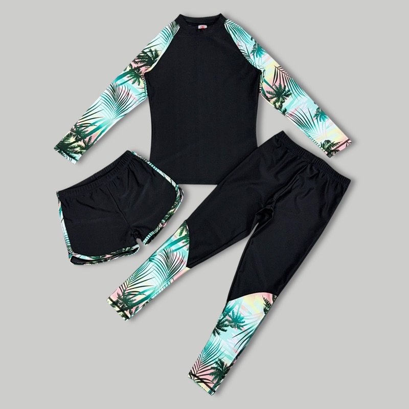 3in1 Women’s Long-sleeve Rashguard With Pants And Short Set UV-Protect ...