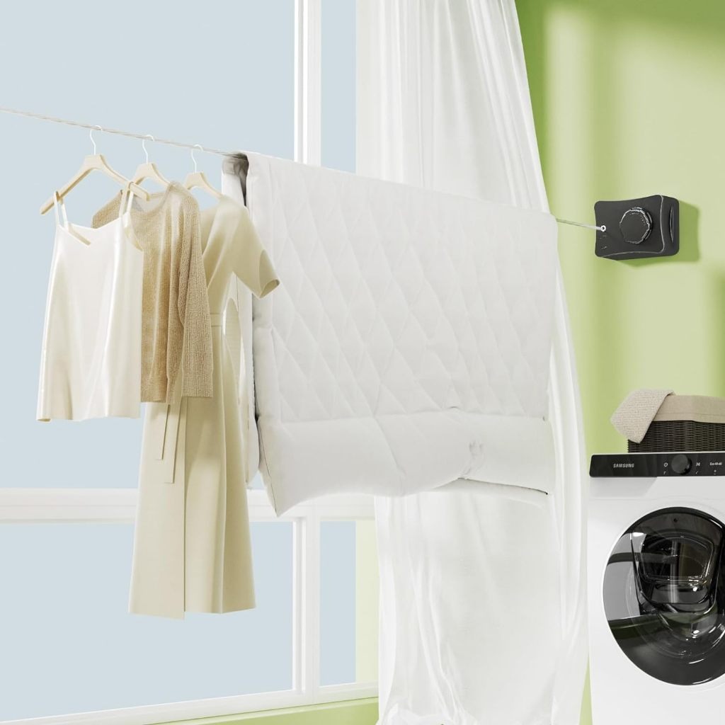 5.1M Telescopic Invisible Wall Hanging Clothes Line Drying Rack ...