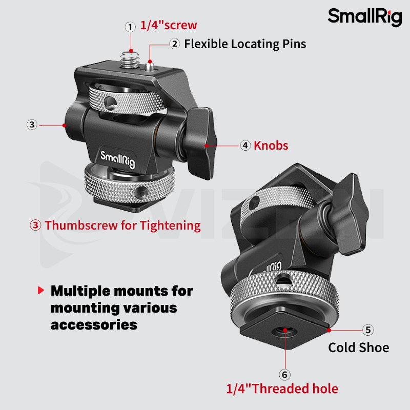 SmallRig Swivel and Tilt Adjustable Monitor Mount with Cold Shoe Mount ...