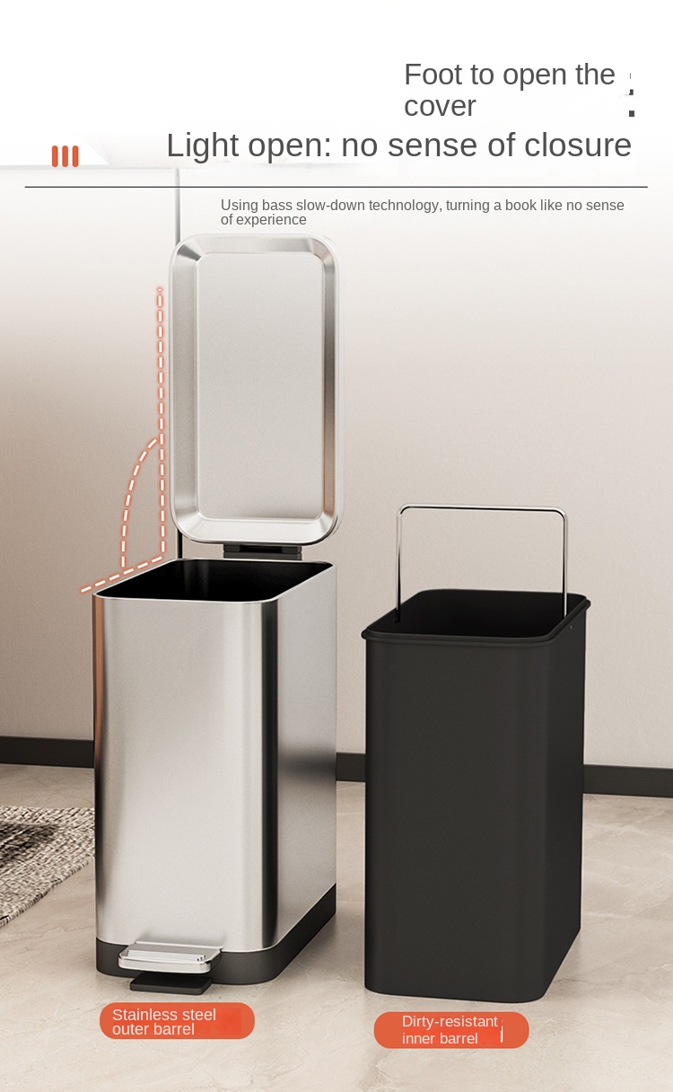 Ecoco Narrow Trash Bin with Cover Aesthetic 7L 9L 13L Large Capacity