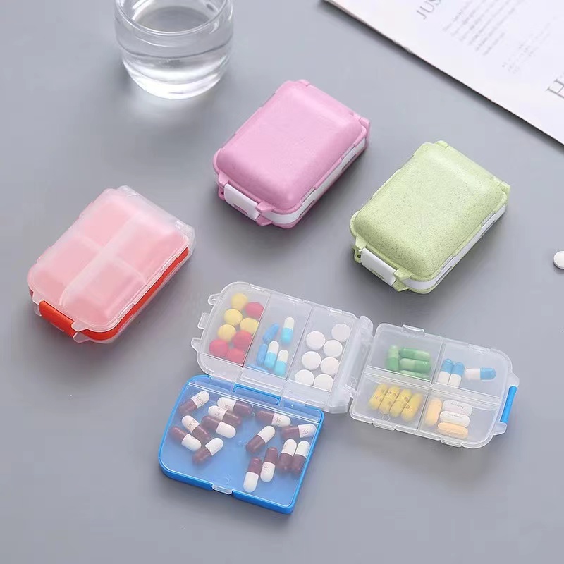 3 Layer Folding Medicine Box Portable Wheat Straw Mini Family First Aid ...