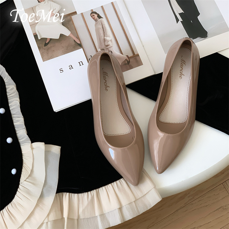Toemei Womens Soft Rubber Pointed Toe Casual Shoes For Office And 