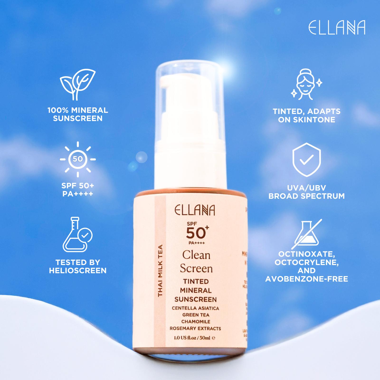 Ellana Clean Screen SPF 50 Oil Control Mineral Sunscreen with Centella ...