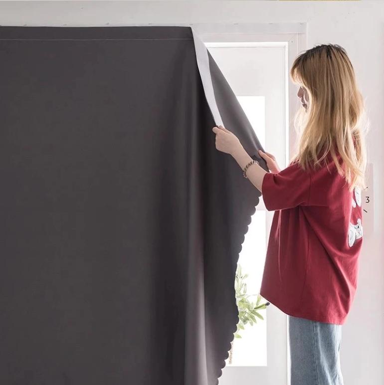 100% Blackout Curtain Plain Blackout Curtain For Window Shading Sticker ...