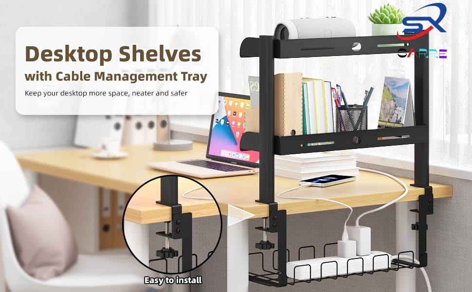 2-story adjustable storage desk extension rack Computer desk storage ...