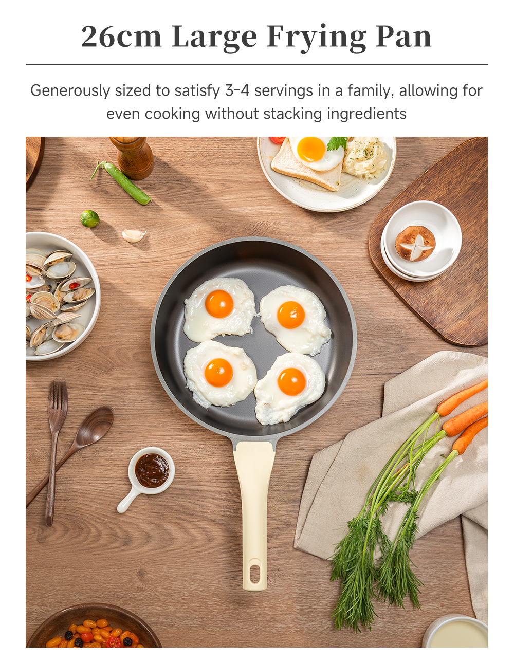 Simplus x Inssa 26cm Large Titanium Frying Pan Non-Stick Frying Pan ...
