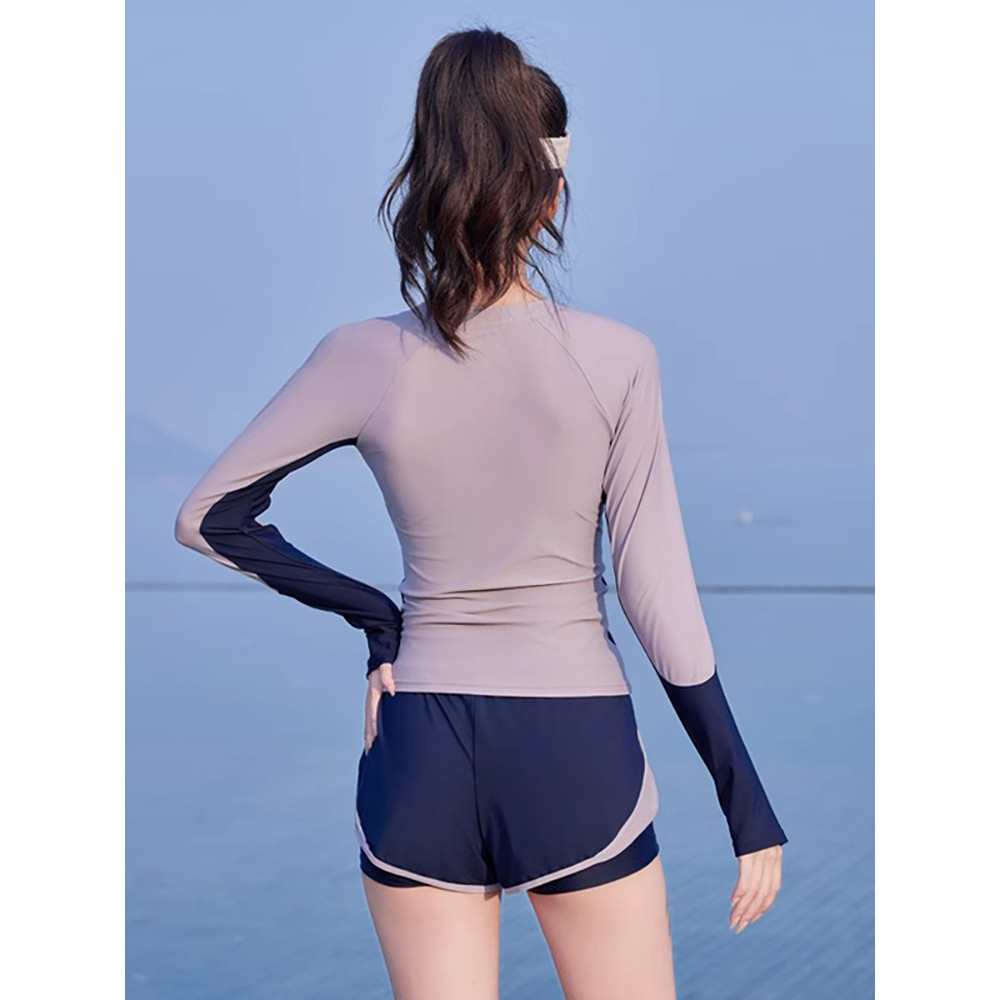 2025 New Two Piece Set Swimsuit For Women Long-Sleeved Rash Guard Sun ...