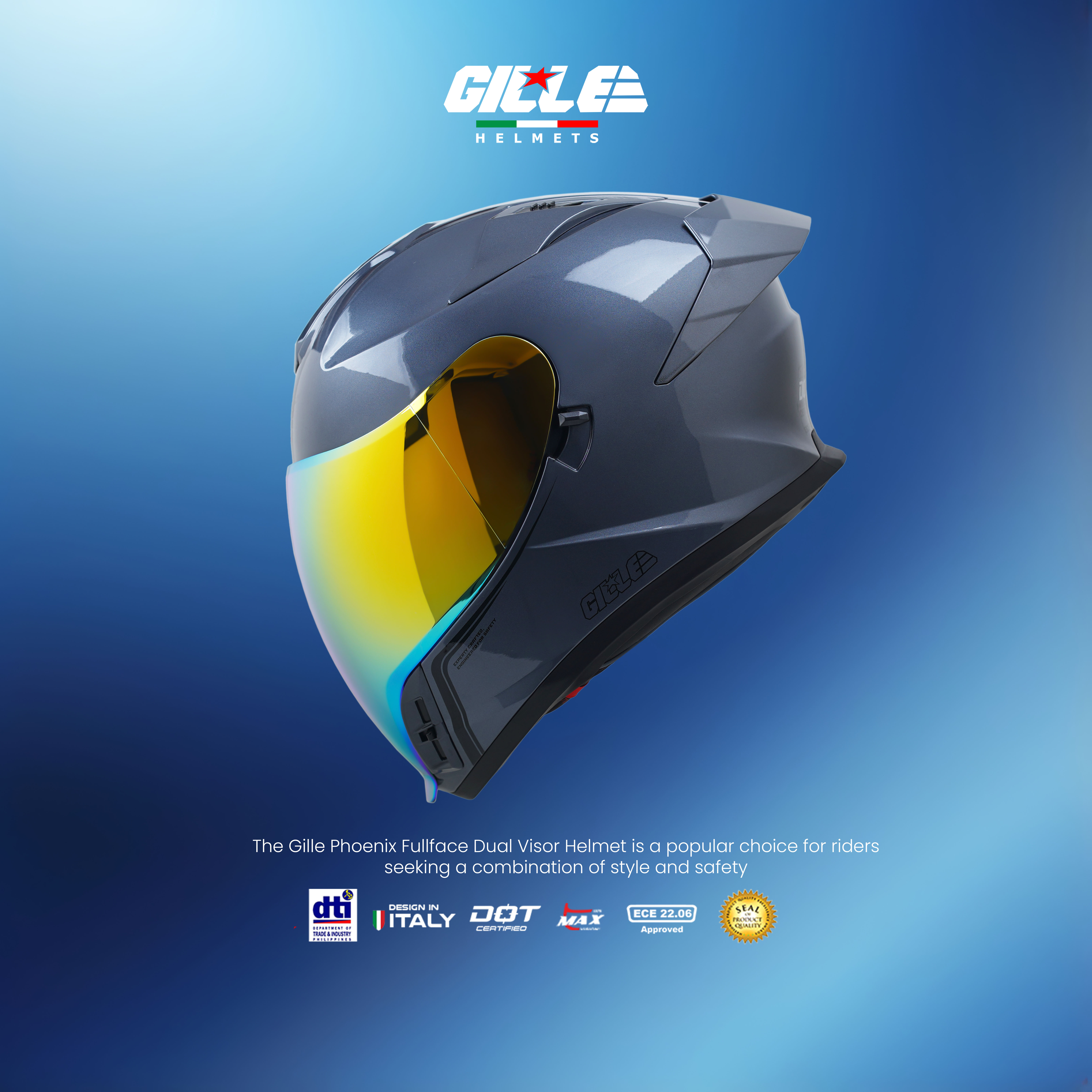 GILLE A5009 PHOENIX Flip Up Modular Motorcycle Helmet Unisex Adult with ...