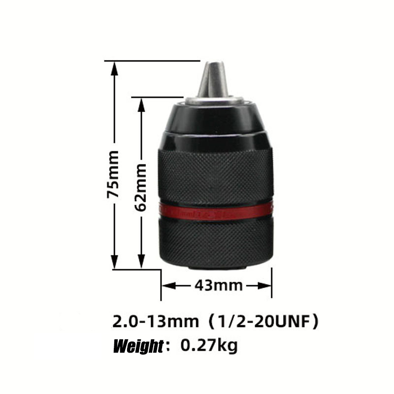 Metal 1/2-20UNF 2-13 mm Keyless Drill Chuck Hex Shank/Socket Square ...