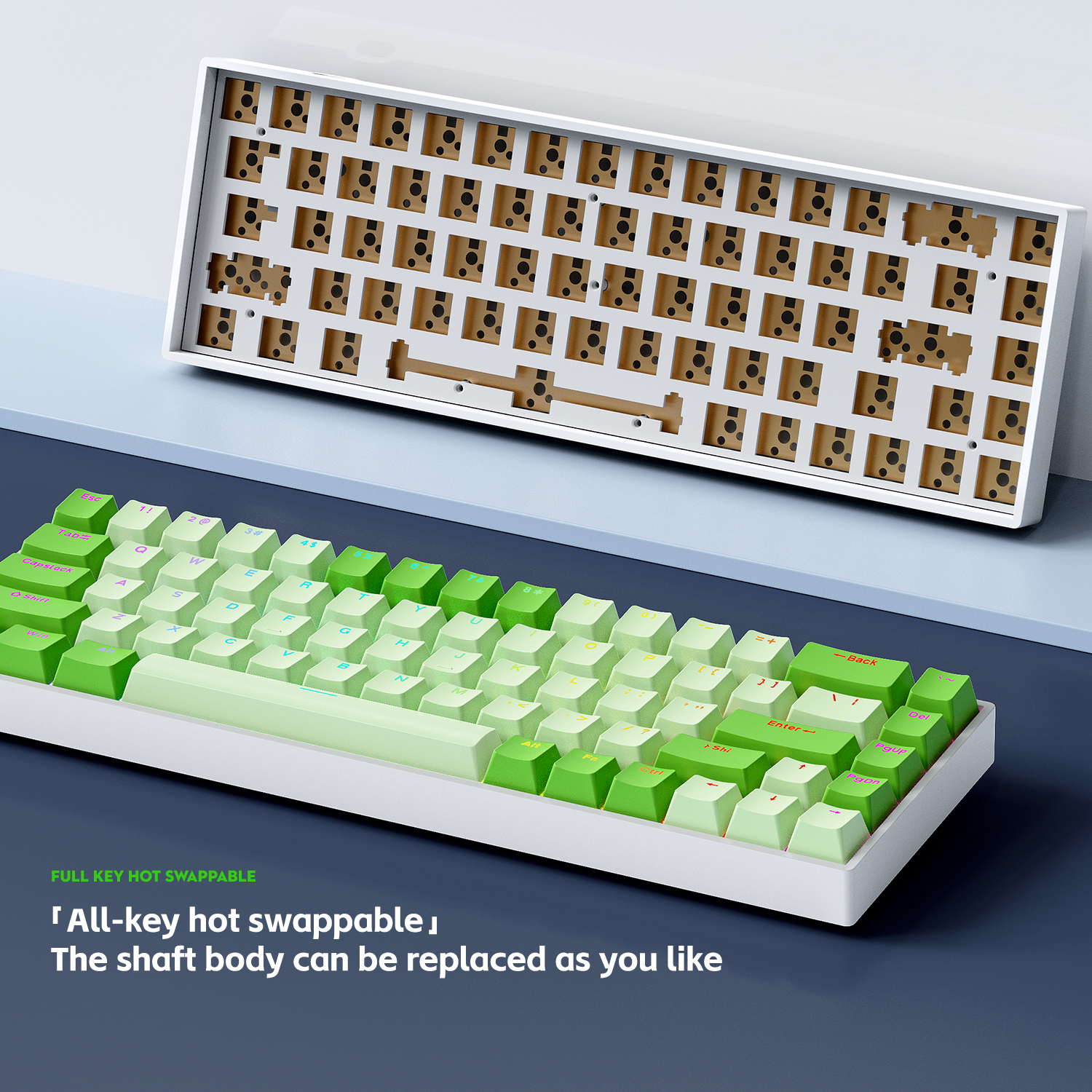 Leaven K68 Side Engrave 68% Keys Tri-Mode RGB Hot-Swappable Mechanical ...