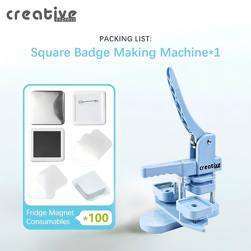 Creative 50mm Pin Maker Machine Set Square Badge Machine Button Maker ...