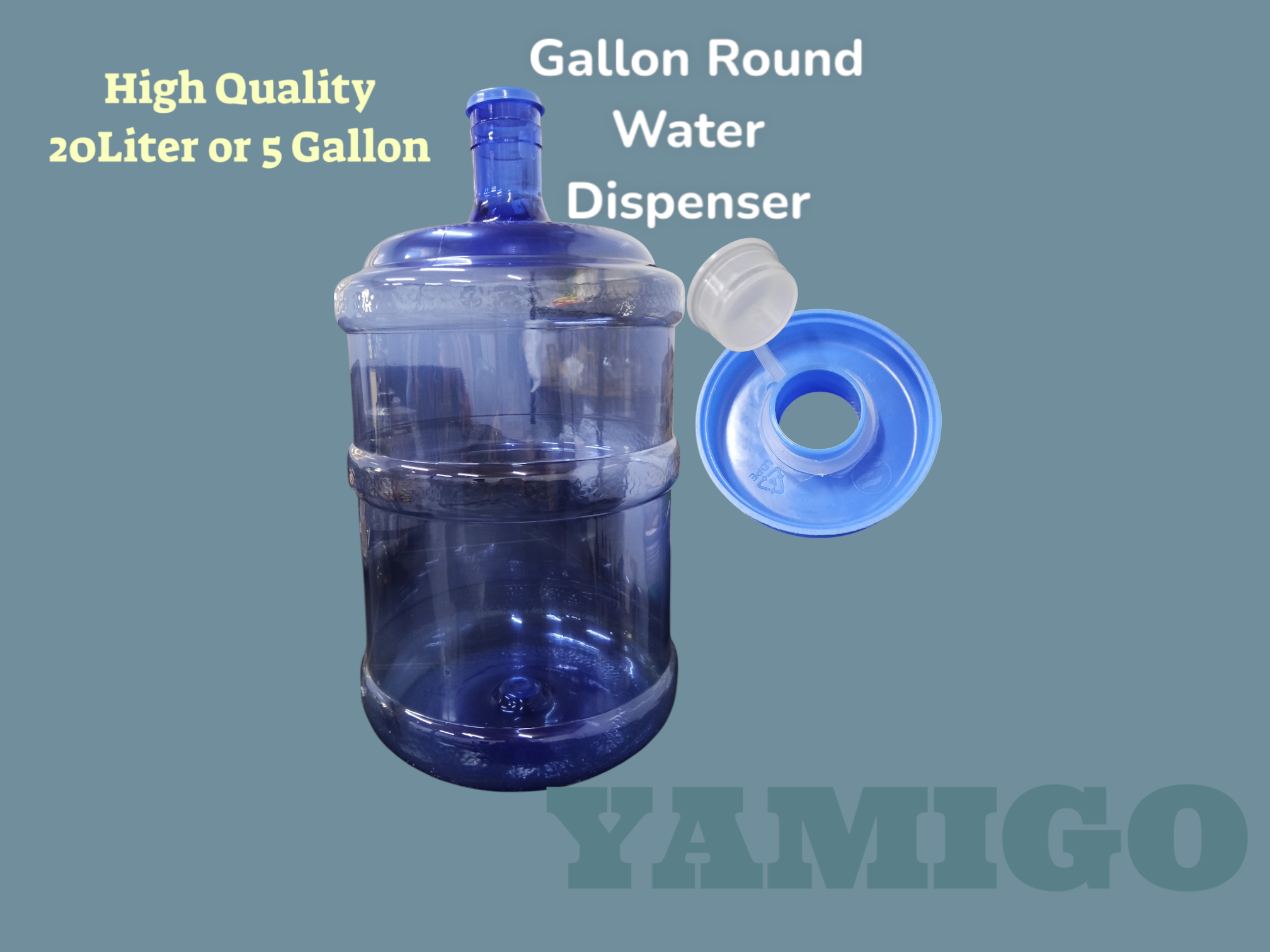 Round rectangular drinking water bucket 5 gallon water container。No ...