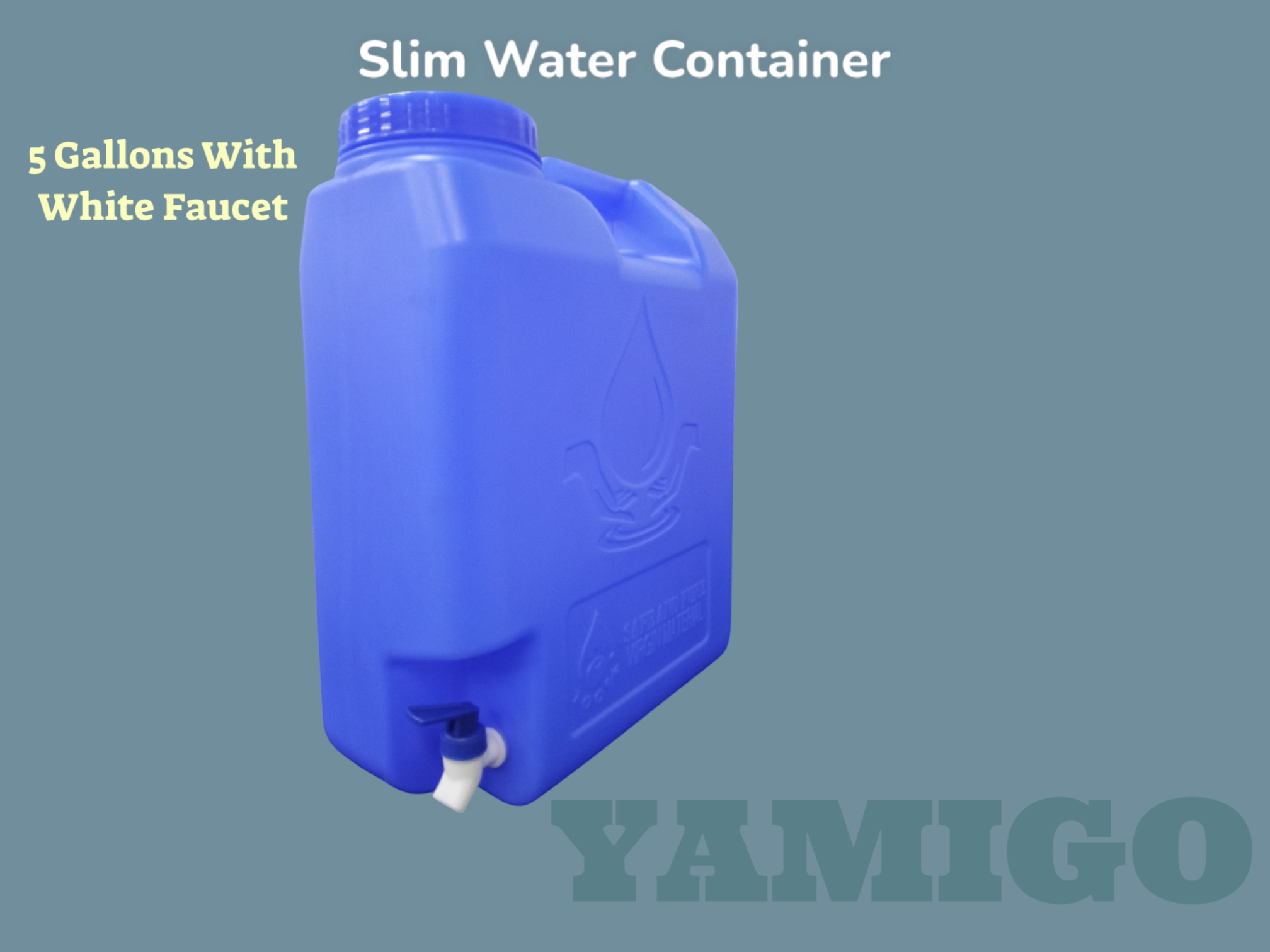 Round rectangular drinking water bucket 5 gallon water container。No ...