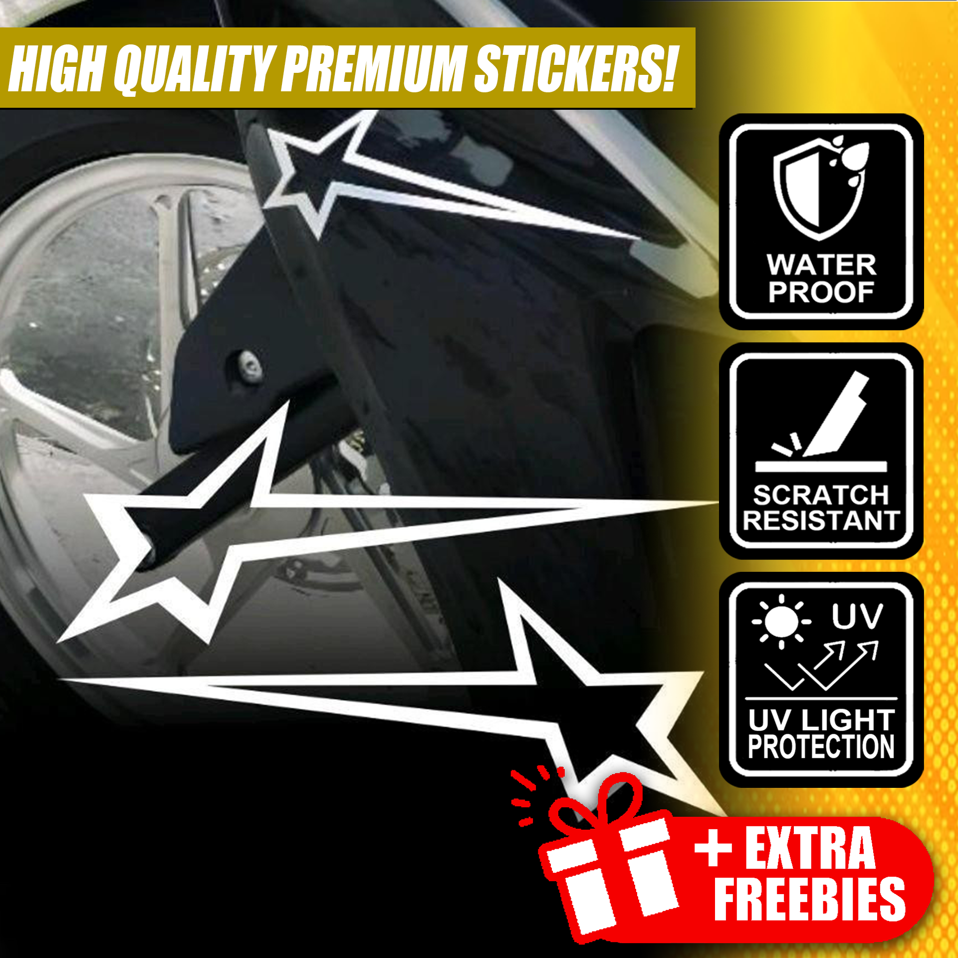 2 PCS Lightning Star Sticker Decals for Motor Rising Stars Waterproof ...