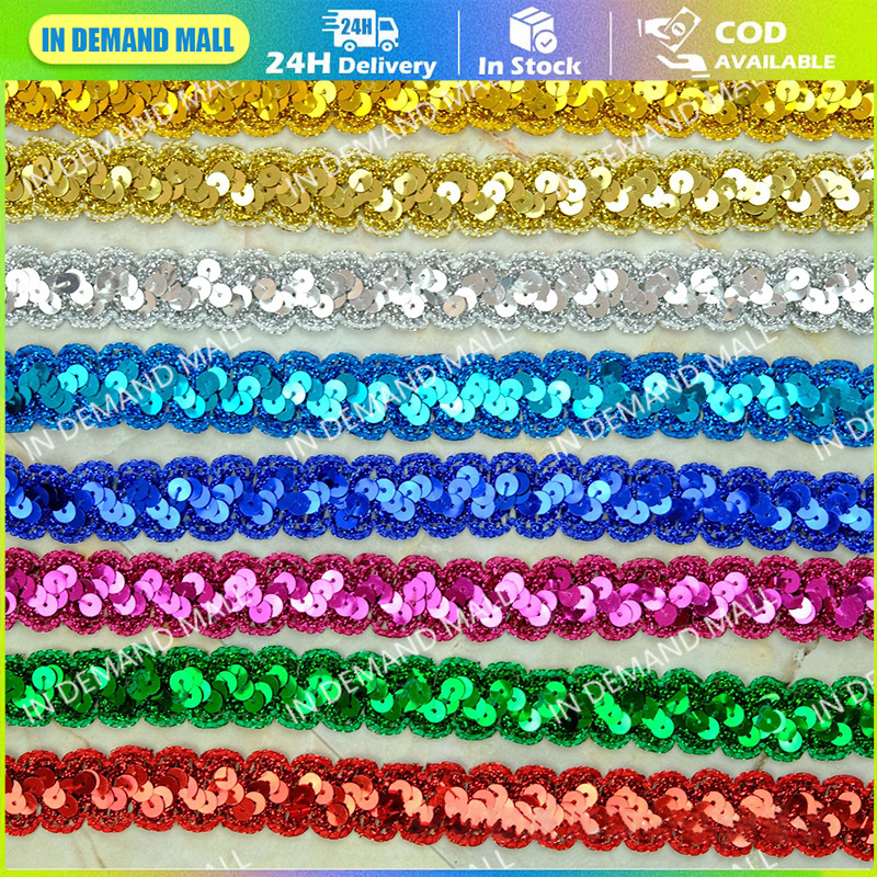 2.3CM wide/13M Sequins Wave Lace S-Shaped Sequin Ribbon Ethnic Dance ...