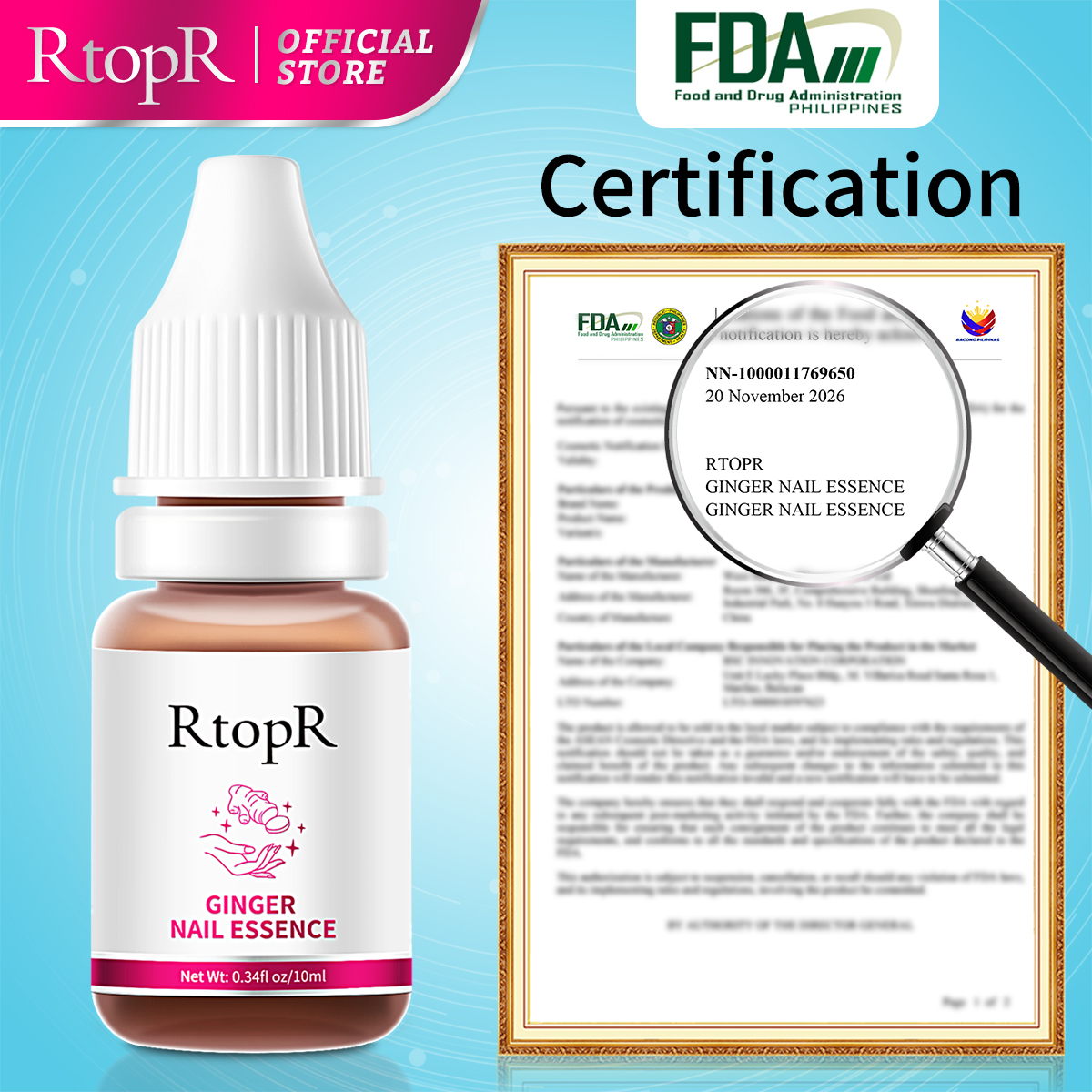RtopR Ginger Antibacterial Nail Care Essence Strengthens Nails and ...