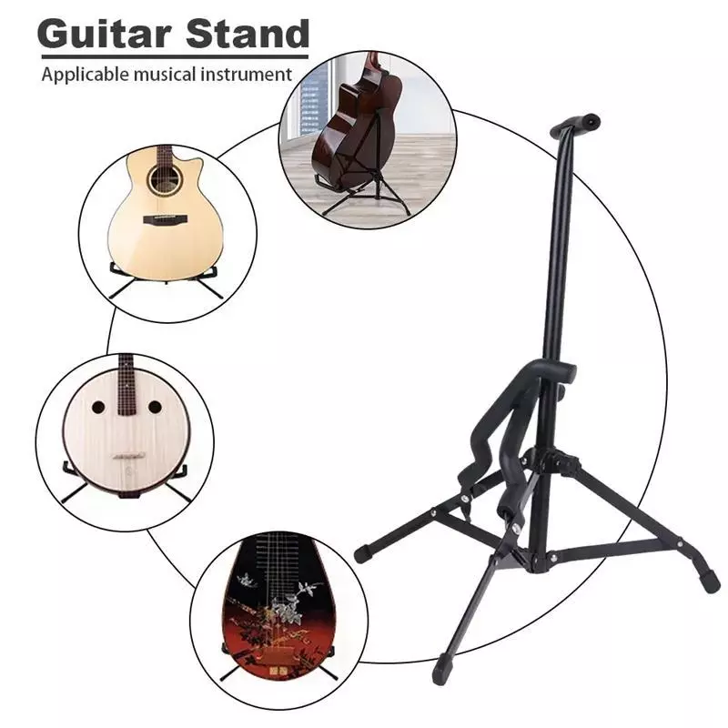 KAWES Collapsible Iron Tripod Guitar Stand with Safety Support for ...