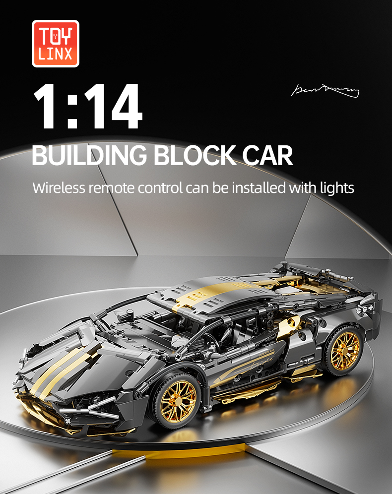 TOYLINX Black Sports Car Building Blocks Model Remote control enabled ...