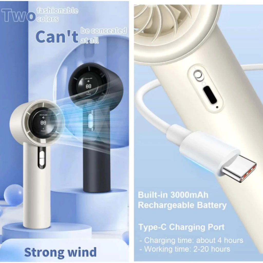 Portable Handheld Turbo Fan 6000mAh 100 Gear High-Speed Cooler ...