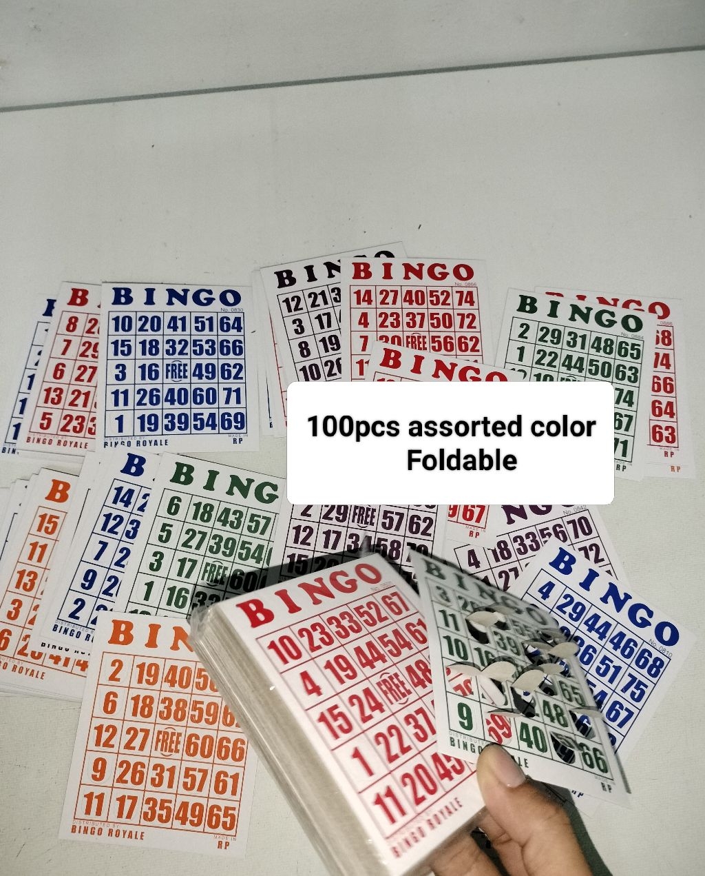 100pcs small foldable bingo card game card assorted color ( bingo ...