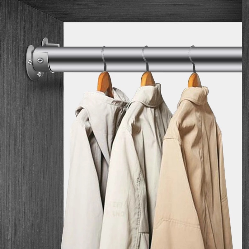 OKDA Clothes Rail Closet Rail Curtain Rod Round Tube Closet U Shaped ...