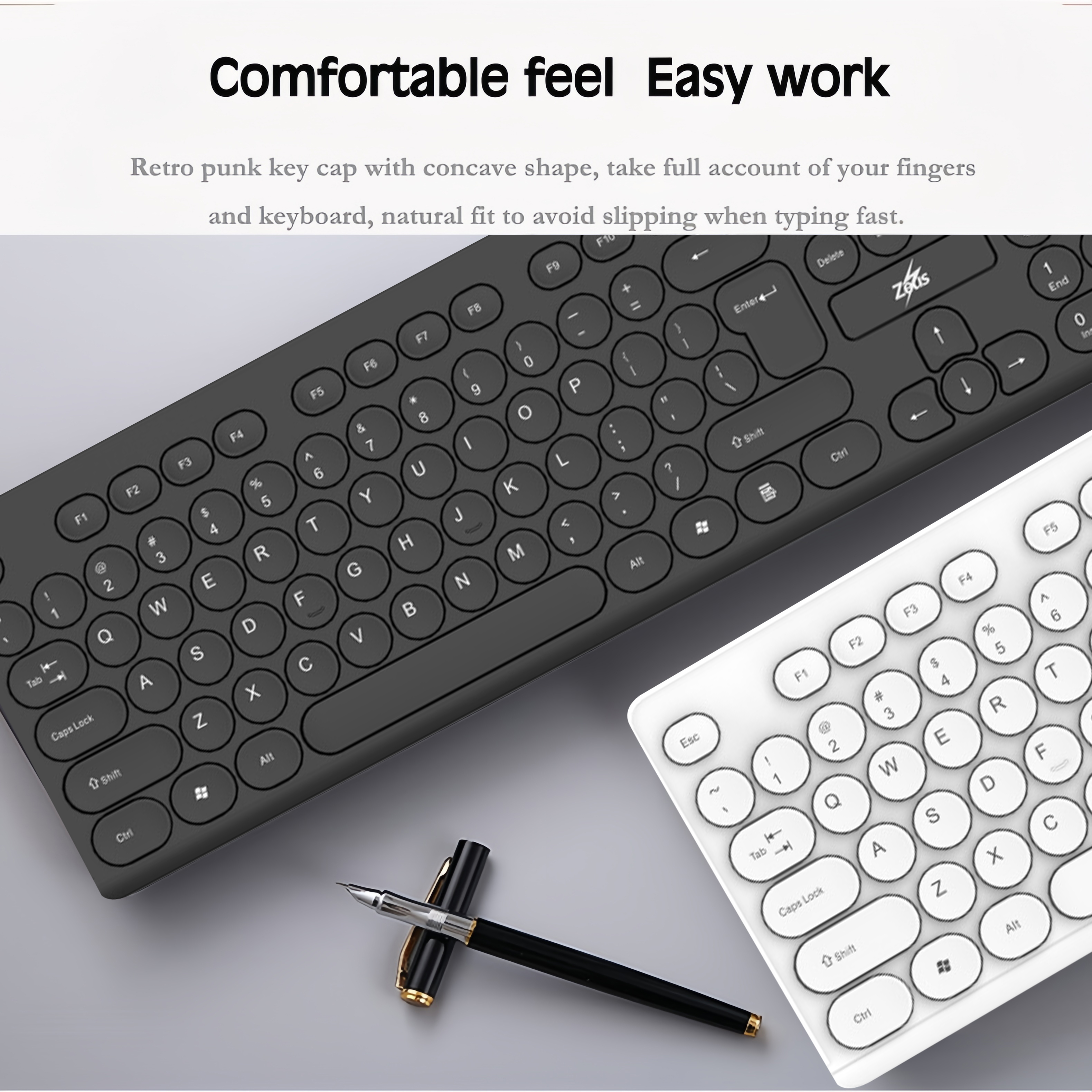 Zeus K-100 ( SteamPunk ) Retro Round Keycaps 104 Keys Keyboard For ...