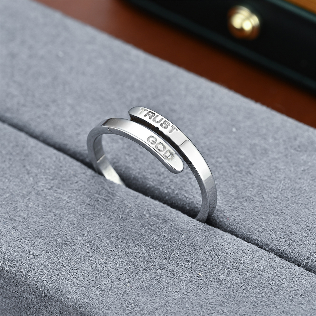 Trust God Ring Stainless Steel Simple Stacking Ring • Gold Stackable ...
