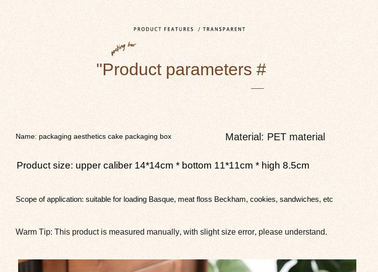 10PCS Basque Cake Packaging Box, Dessert Packaging Transparent Box, 4 ...