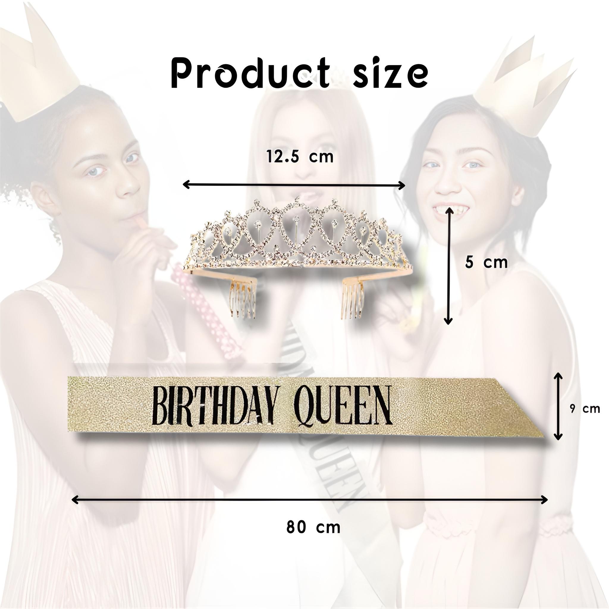 Birthday Sash Crown Set Ribbons Shoulder Girl Princess Queen With Tiara ...