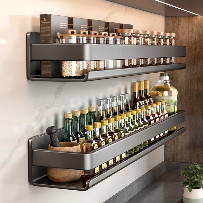Wall Mounted Condiments Organizer Utensils Spice Rack Holder Kitchen ...