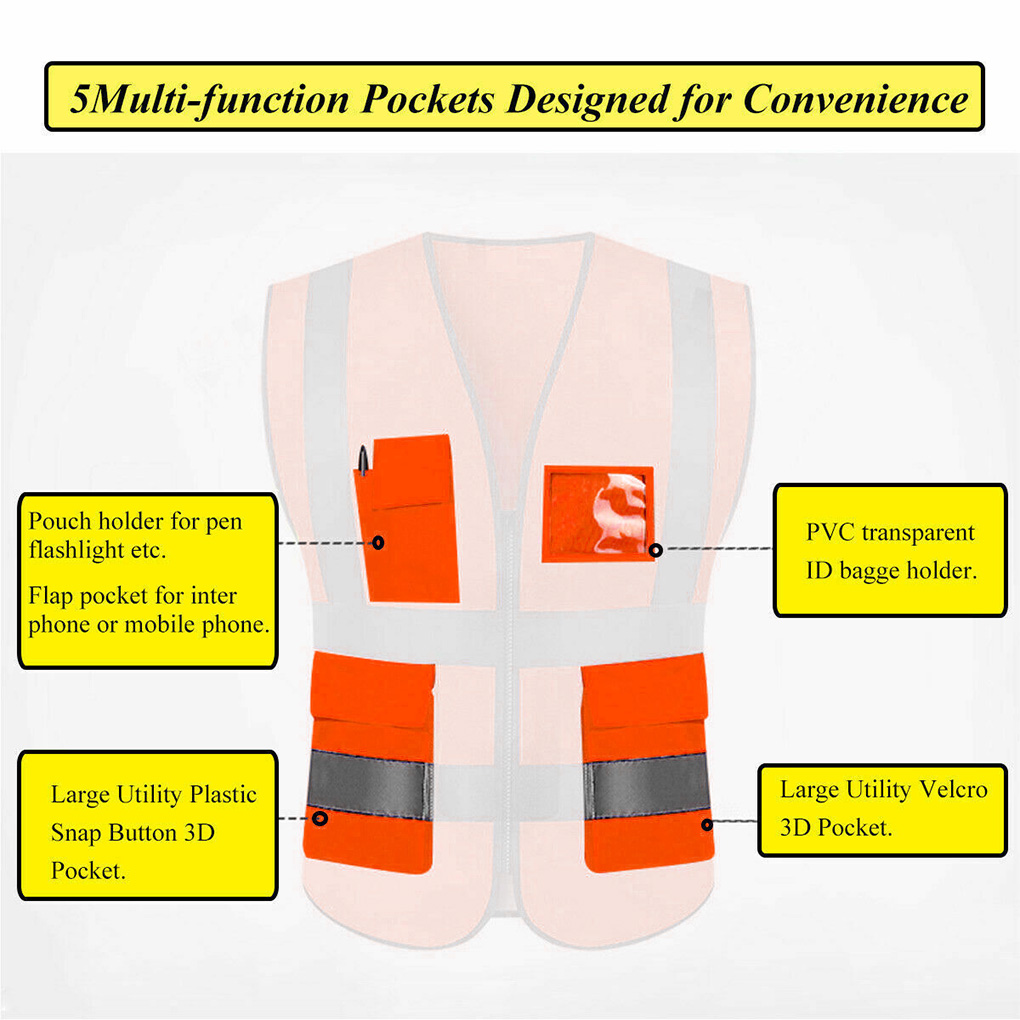 Reflective Safety Vest High Visibility Motorcycle Jacket Safety ...