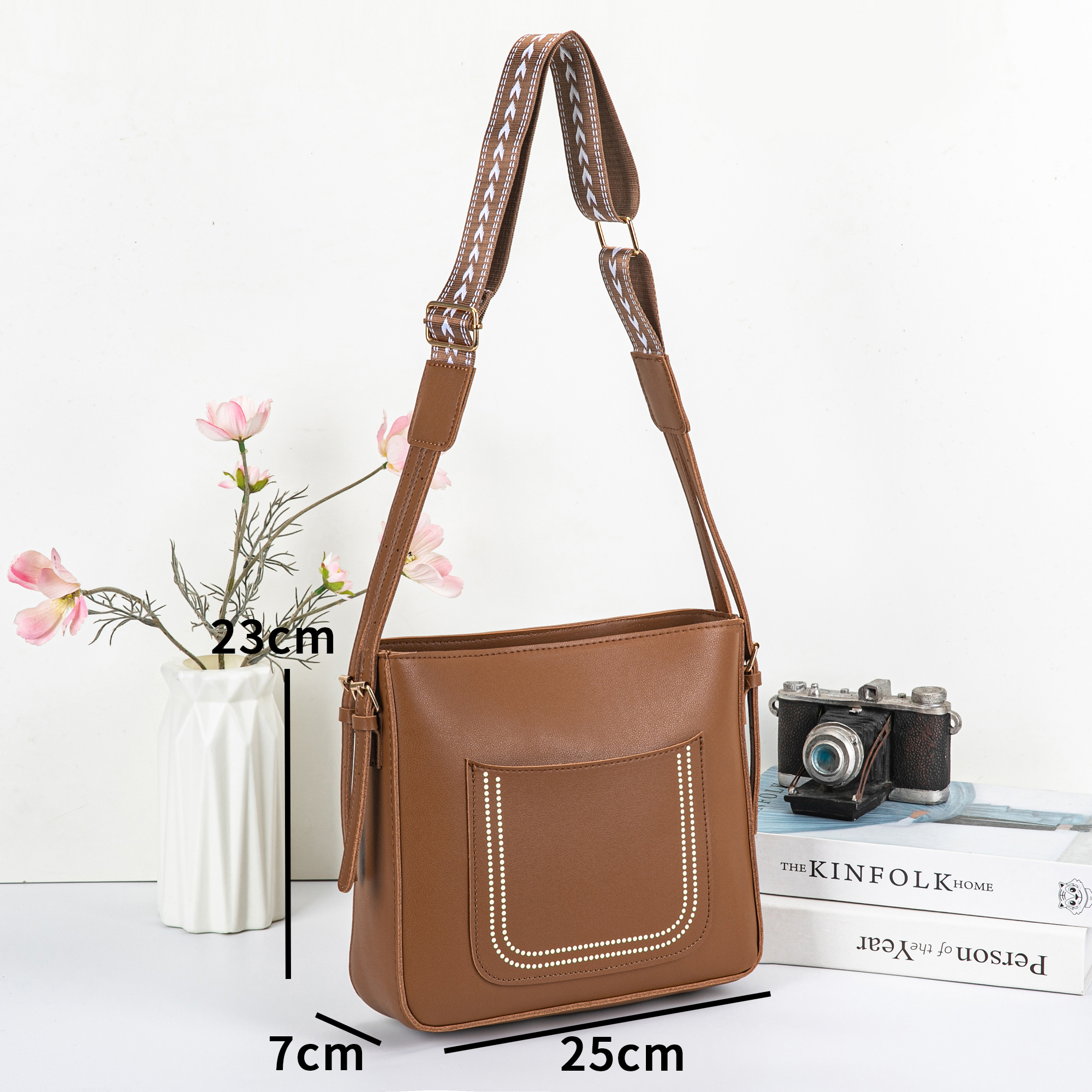 Mumu 2056 Korean Leather Women Sling Bag Wide Shoulder Medium Bag For ...