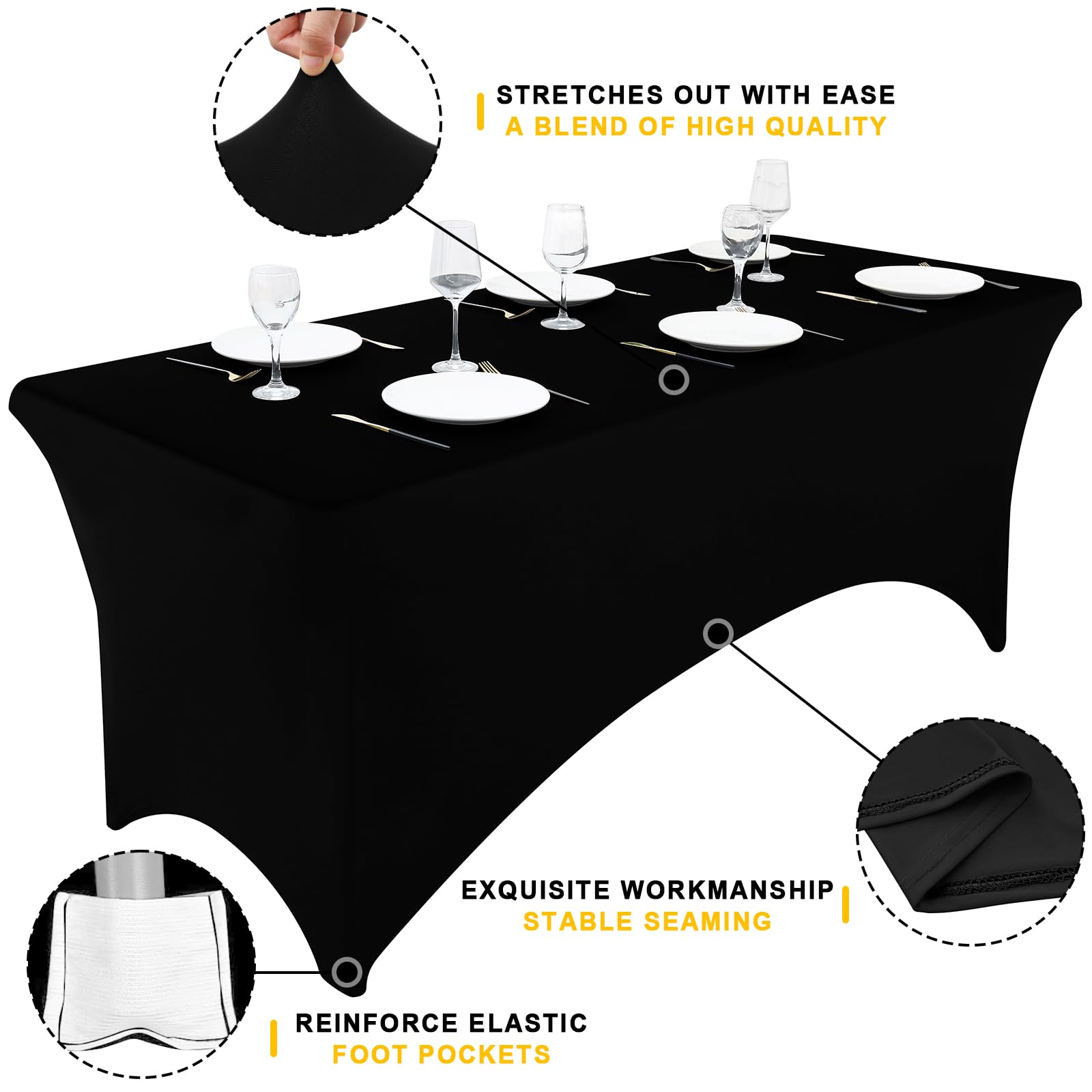 6FT Spandex Table Cloth Elastic Fitted Stretch Tablecloths for ...
