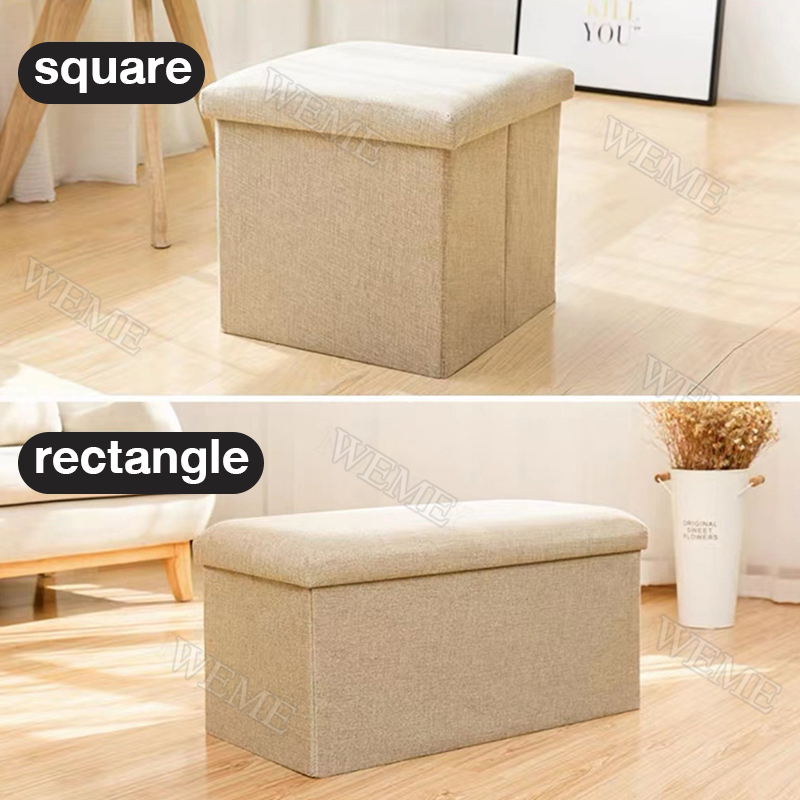COD Multifunction Rectangular Cotton and Linen Storage Stool Can Sit ...