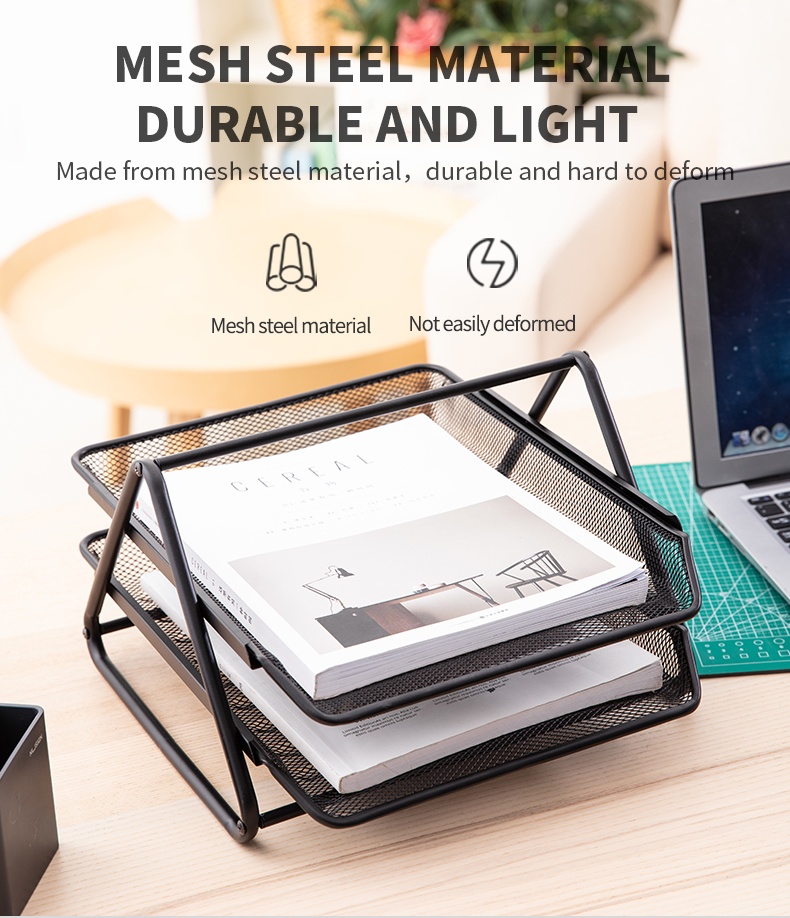 Deli Two Layers File Tray 350×274×185mm Removable Black Durable 2 ...