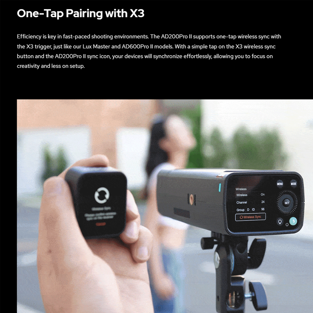 Flash Godox AD200Pro II - Teste Ottimizzate, LED BiColor, Sincro X3 - Foto 7