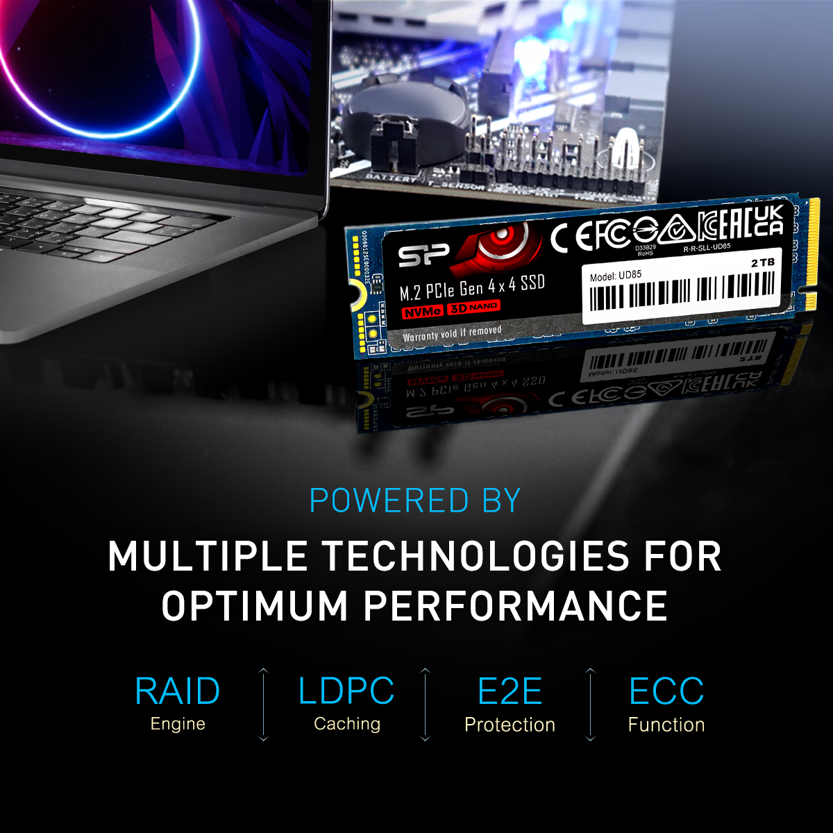 Silicon Power SSD NVMe PCIe Gen 4x4 M.2 2280, 250GB/ 500GB/ 1 TB - UD85 ...