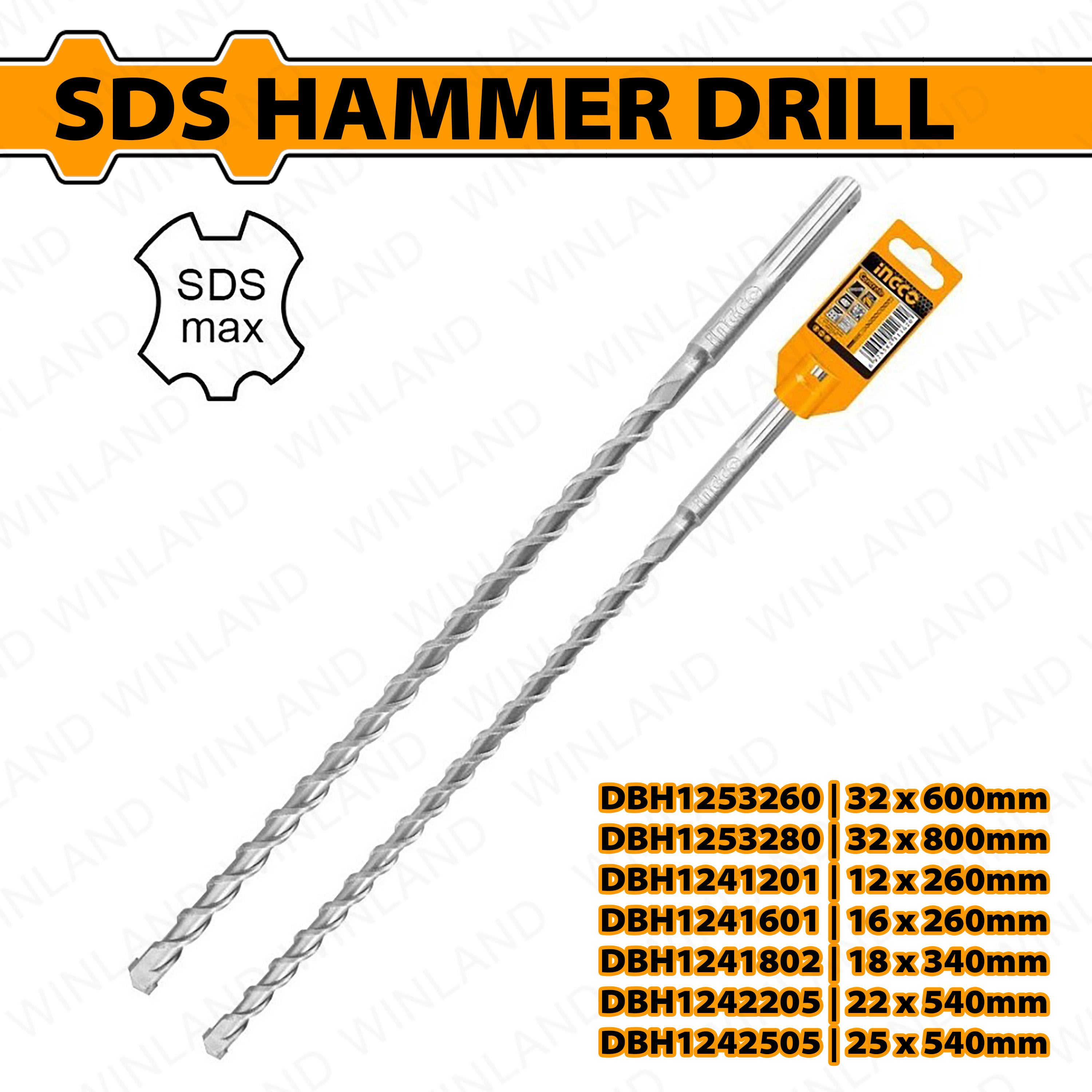 Ingco by Winland SDS MAX Masonry Hammer Drill Bit 32x600x800 Single ...