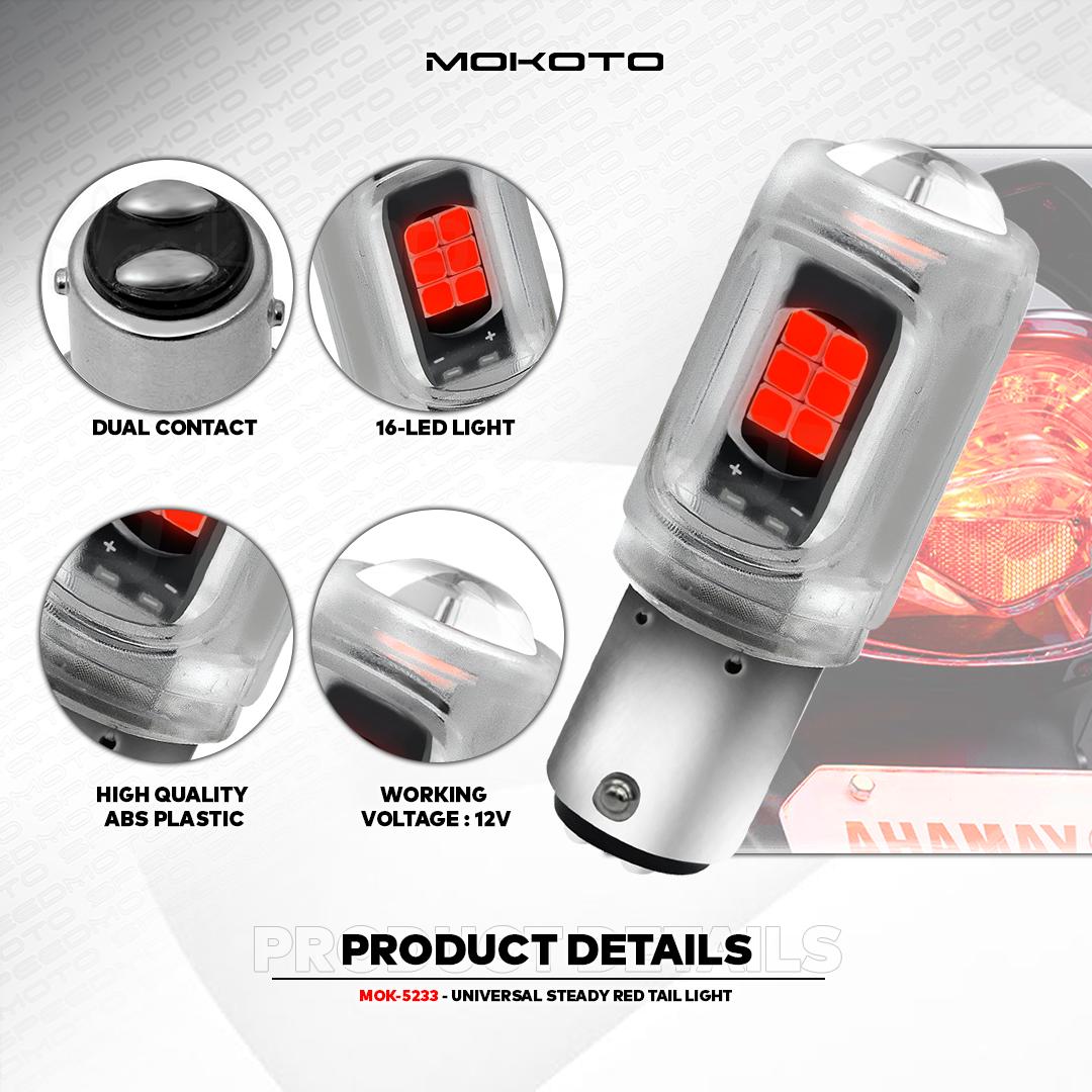 MOKOTO TAIL LIGHT/ BRAKE LIGHT STEADY-RED SUPER BRIGHT HI-LOW BEAM 16 ...